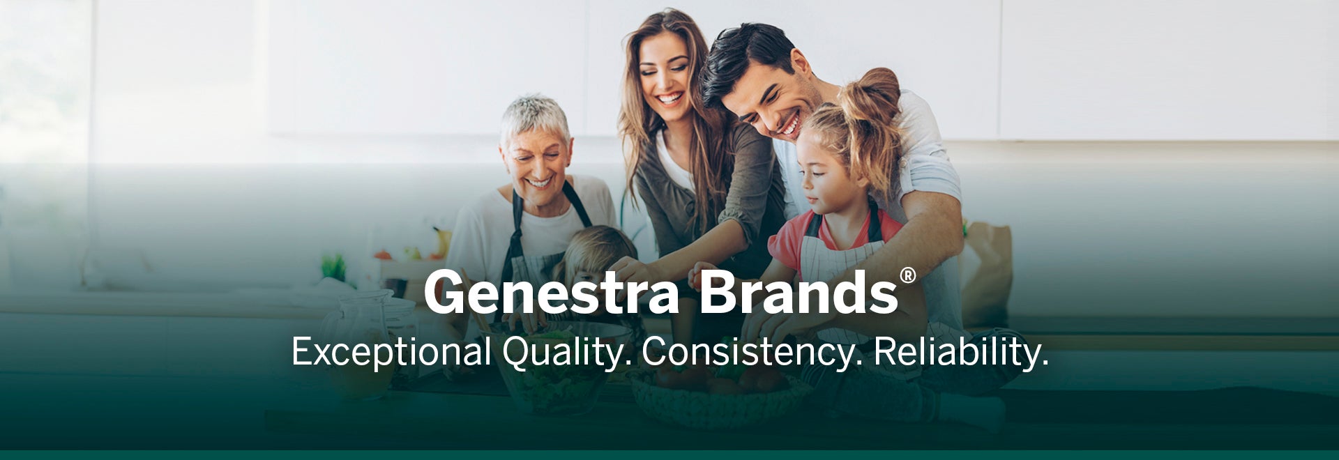 Genestra Brands(R) provides exceptional quality, consistency and reliability. A family cooking in kitchen together.